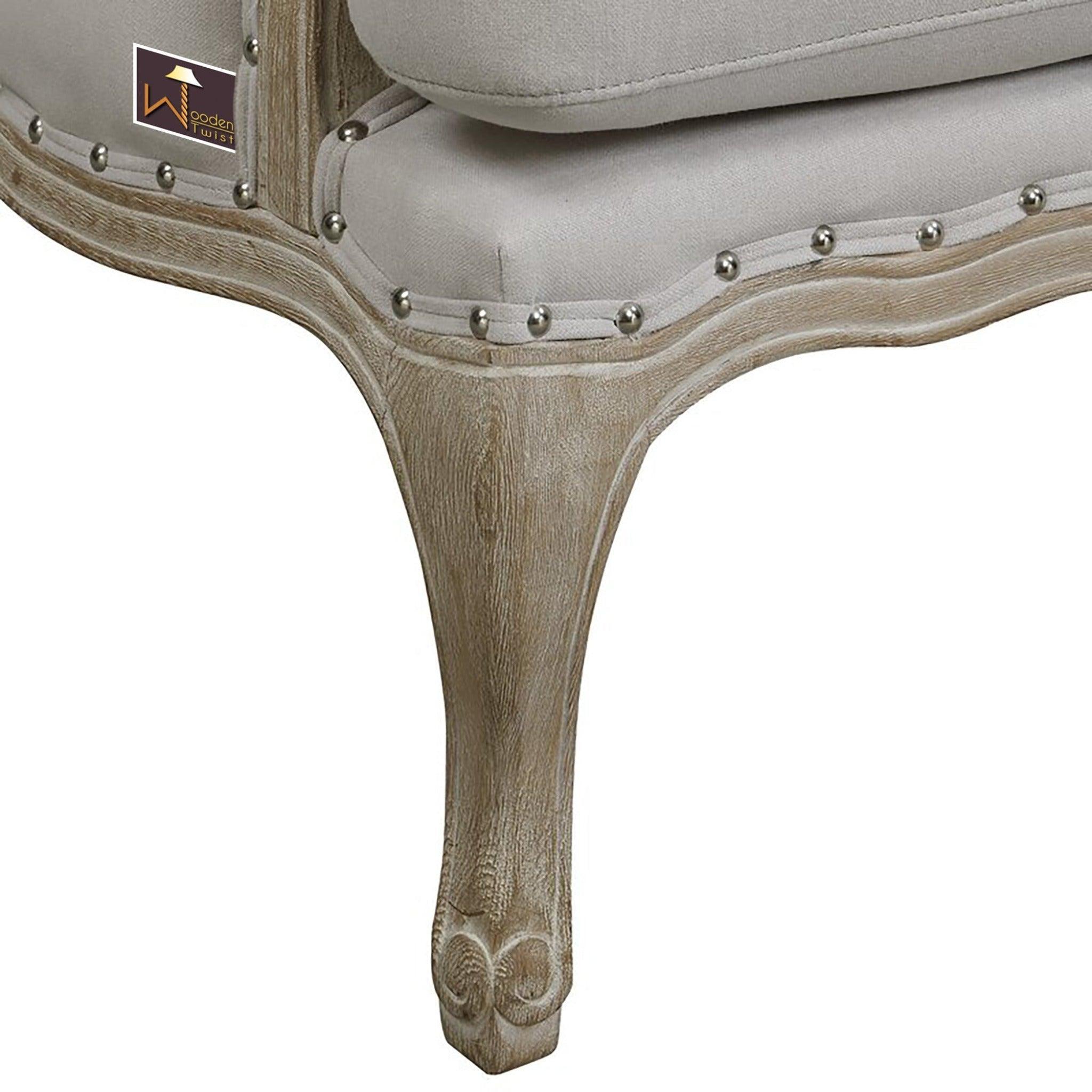 Wooden Bransford Arm Chair (Taupe Polyester) - WoodenTwist