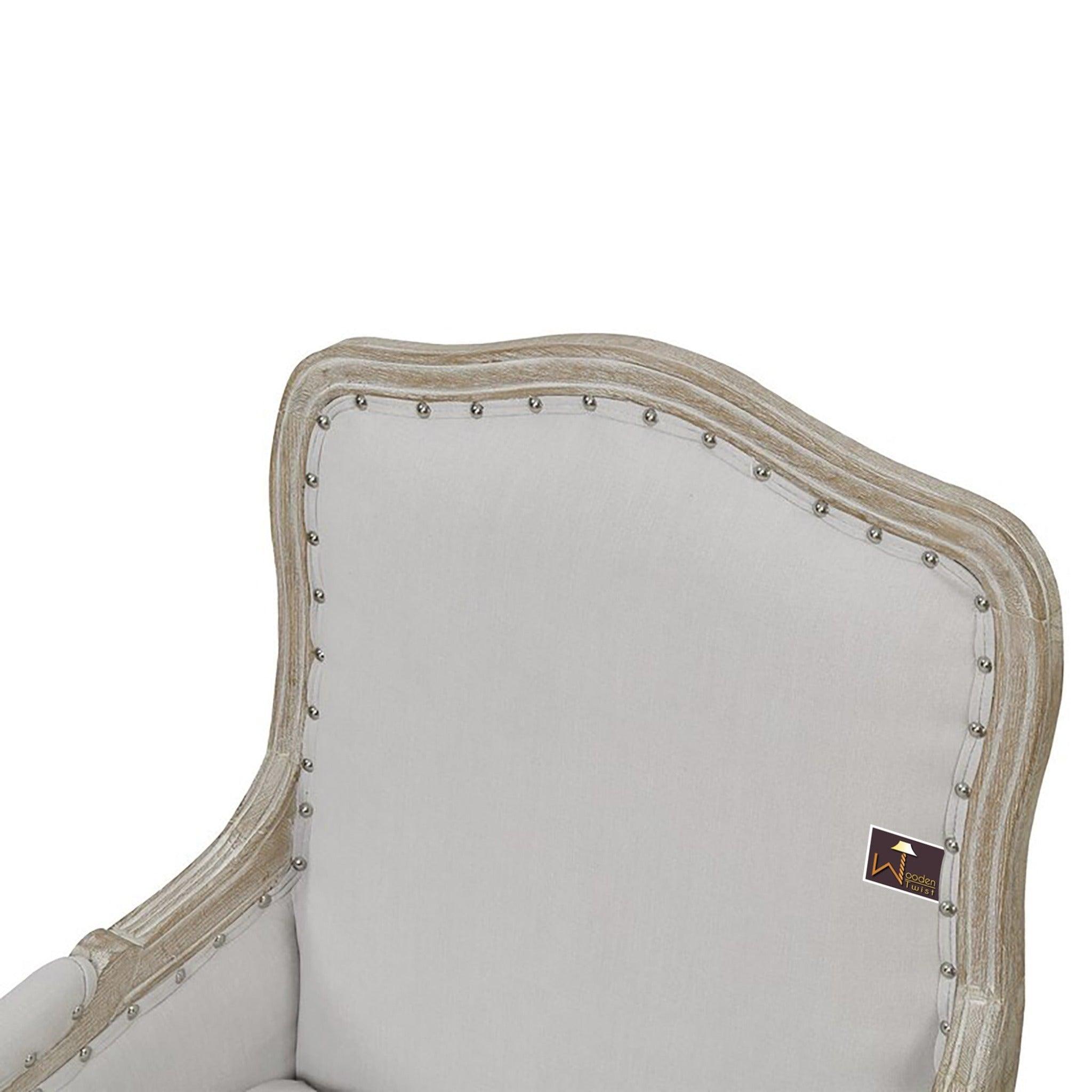 Wooden Bransford Arm Chair (Taupe Polyester) - WoodenTwist