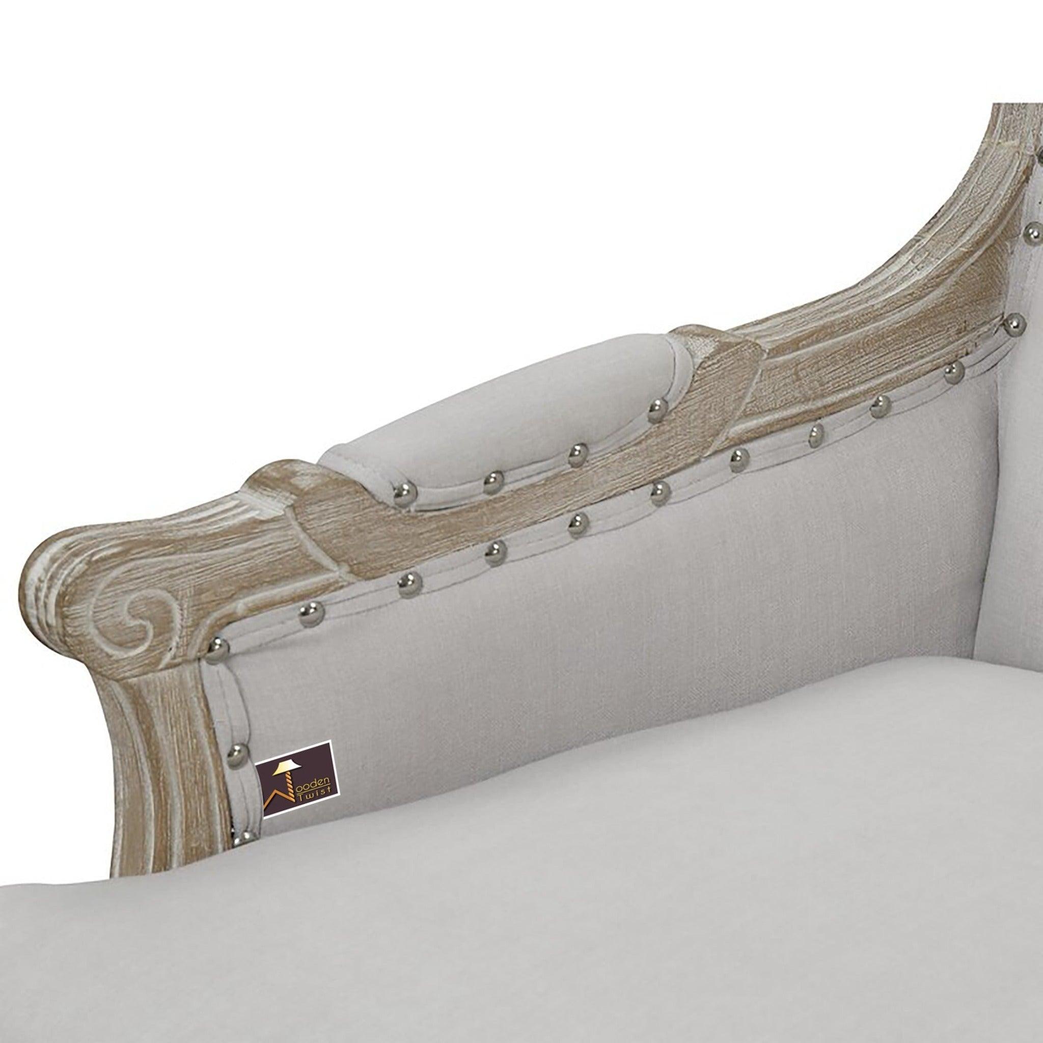 Wooden Bransford Arm Chair (Taupe Polyester) - WoodenTwist