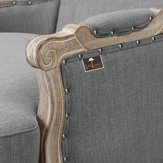 Wooden Bransford Arm Chair (Slate Polyester) - WoodenTwist