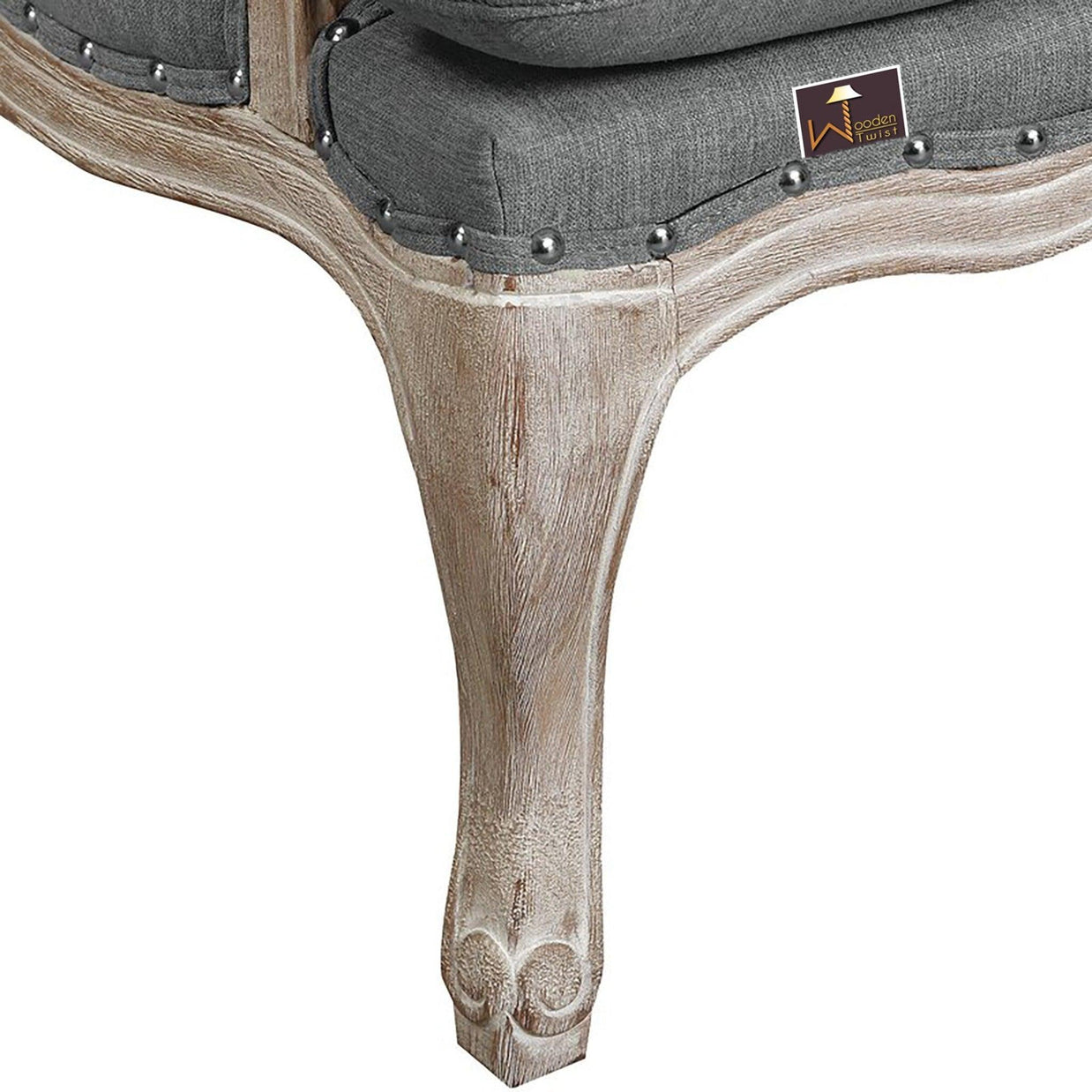 Wooden Bransford Arm Chair (Slate Polyester) - WoodenTwist