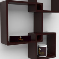 Rafuf Intersecting Floating Wall Shelves in Brown, front view