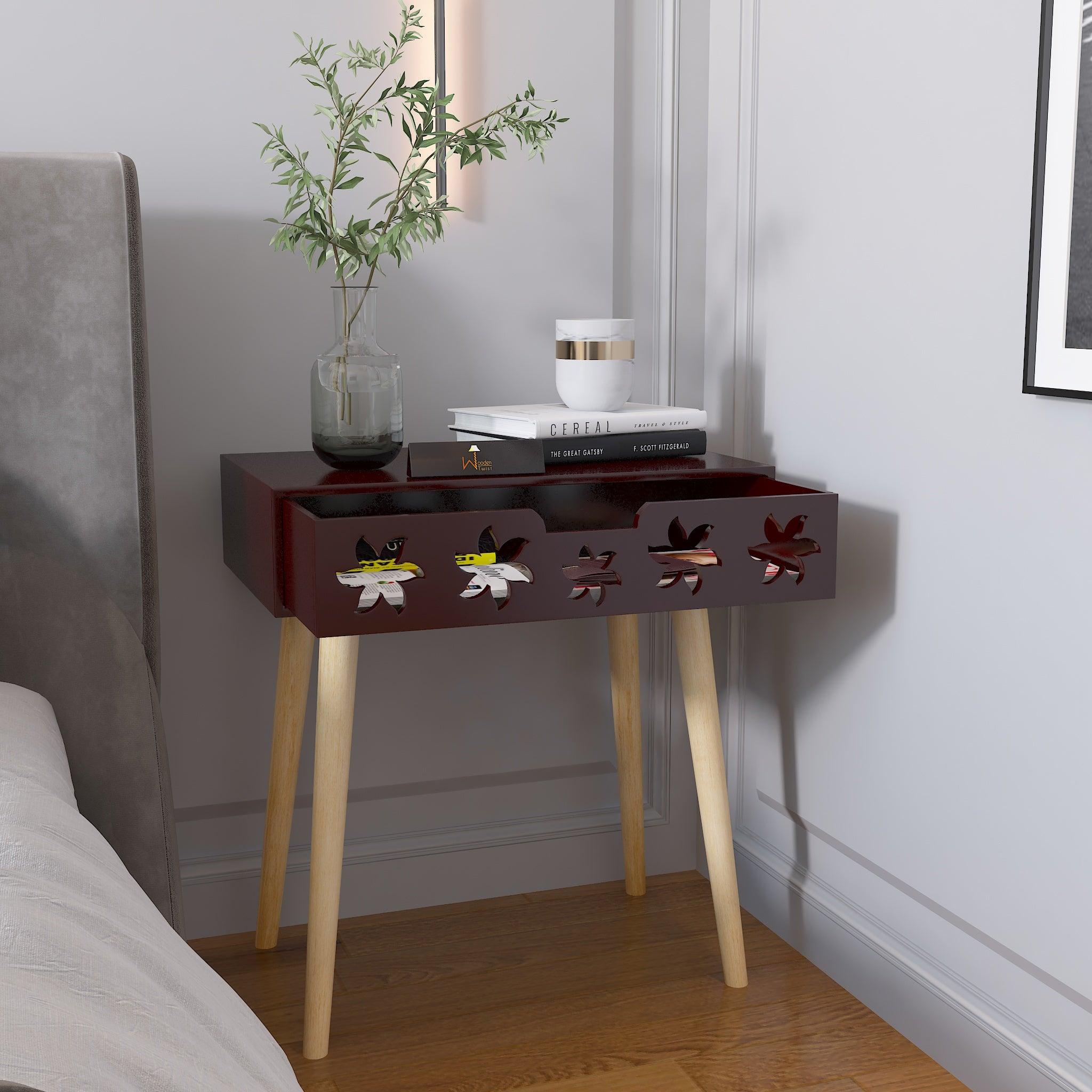 Estrella Wooden Bedside Table With Storage Drawer Nightstand - WoodenTwist