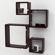 Rafuf Intersecting Floating Wall Shelves in Brown, close up of shelf compartments