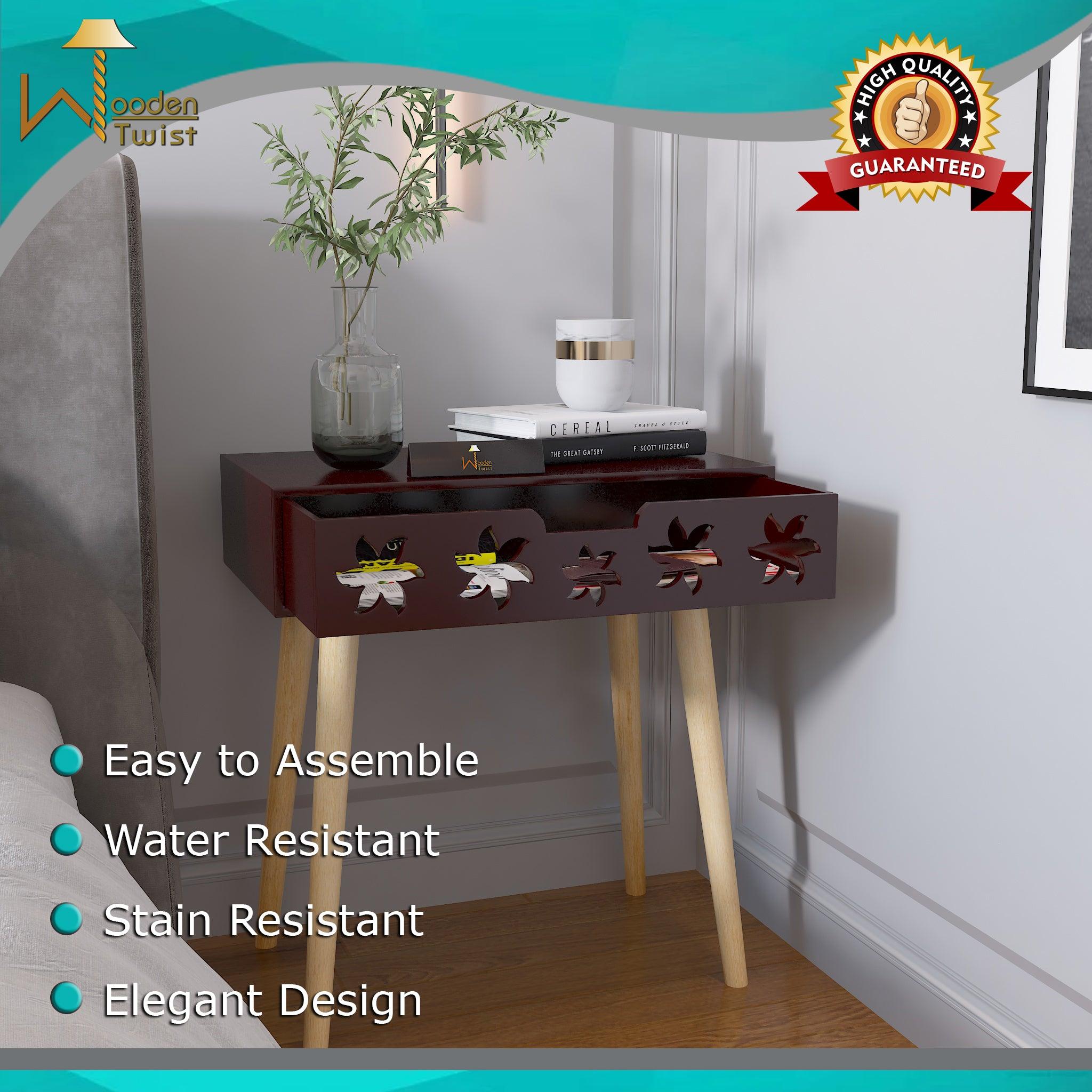 Estrella Wooden Bedside Table With Storage Drawer Nightstand - WoodenTwist