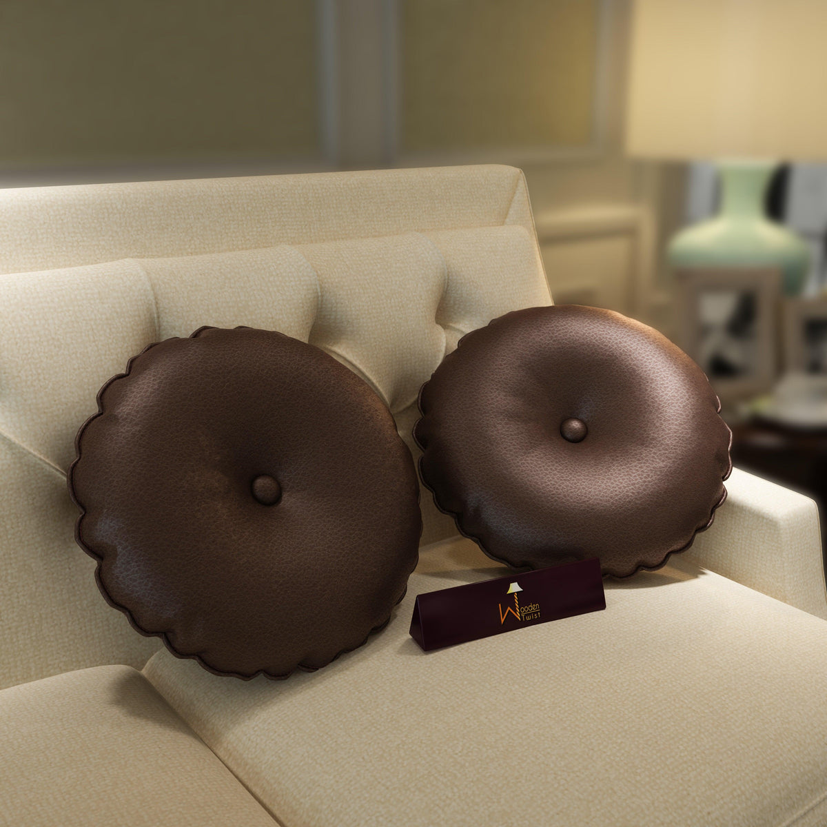 Handmade Round Leatherette Cushions
