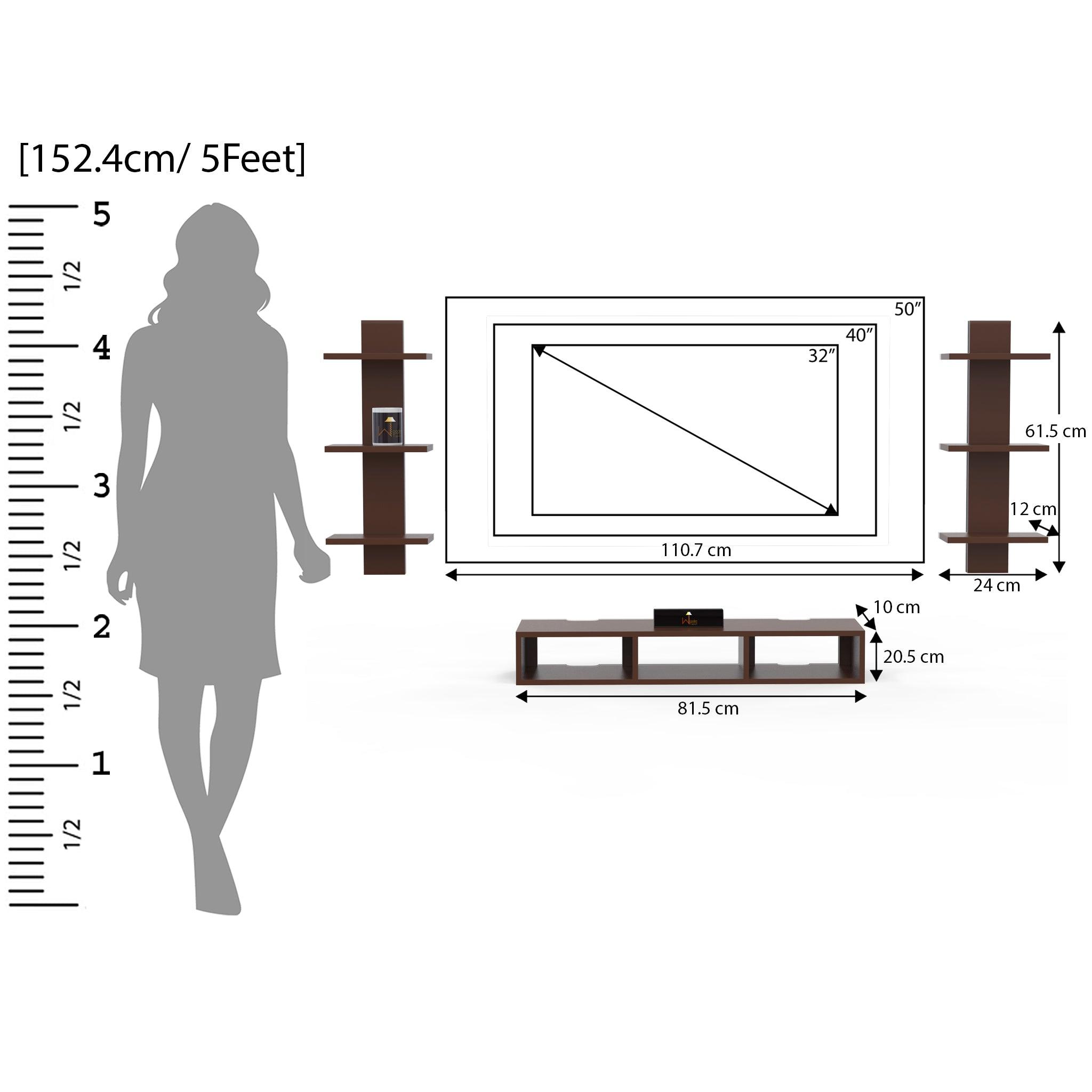 Wooden Wall Mounted TV Unit, Cabinet, with TV Stand Unit Wall Shelf for Living Room - WoodenTwist