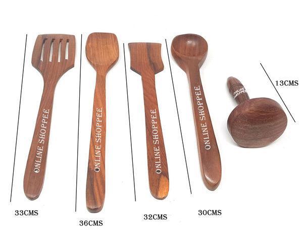 Wooden kitchen essentials spoon set with dosa stick