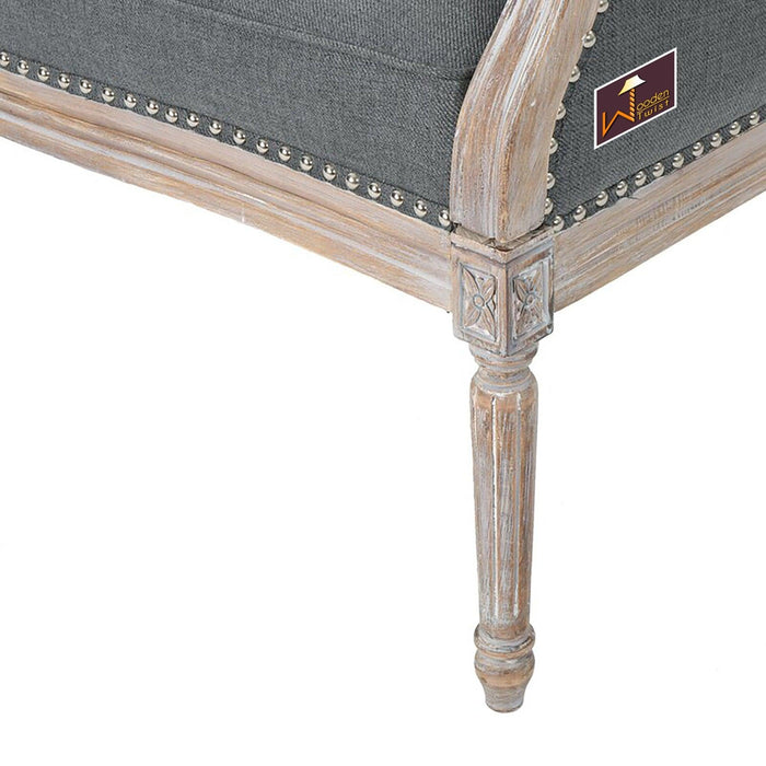 Wooden Flared Arm Loveseat Bench for Living Room Comfort for Backrest (2 Seater, Dark Grey) - WoodenTwist