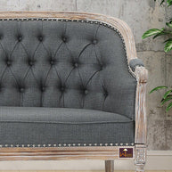 Wooden Flared Arm Loveseat Bench for Living Room Comfort for Backrest (2 Seater, Dark Grey) - WoodenTwist