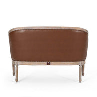 Wooden Flared Arm Loveseat Bench for Living Room Comfort for Backrest (2 Seater, Cognac Brown) - WoodenTwist