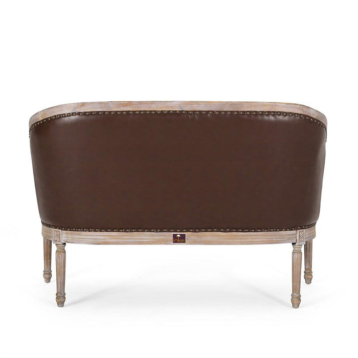 Wooden Flared Arm Loveseat Bench for Living Room Comfort for Backrest (2 Seater, Dark Brown) - WoodenTwist