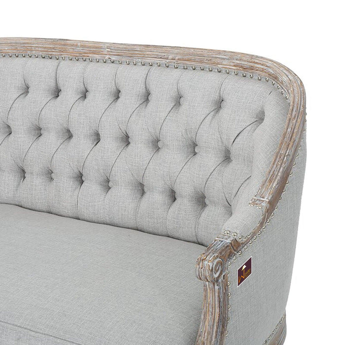 Wooden Flared Arm Loveseat Bench for Living Room Comfort for Backrest (2 Seater, Light Grey) - WoodenTwist