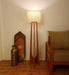 Camille Wooden Floor Lamp with Brown Base and Jute Fabric Lampshade - WoodenTwist