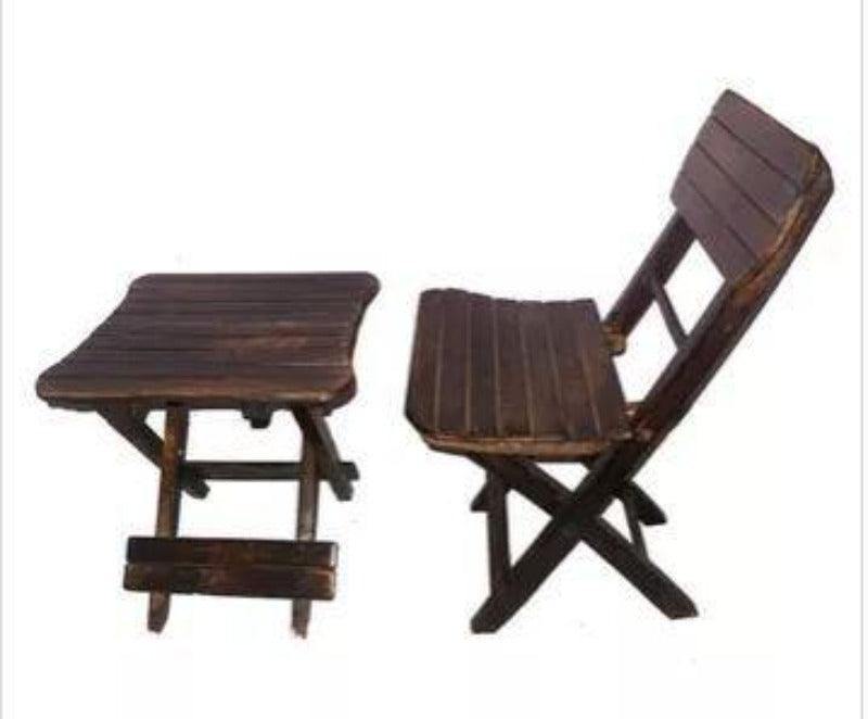 Antique Wooden Folding Chair and Table Set for Children - chair detail