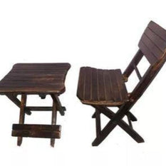 Antique Wooden Folding Chair and Table Set for Children - chair detail