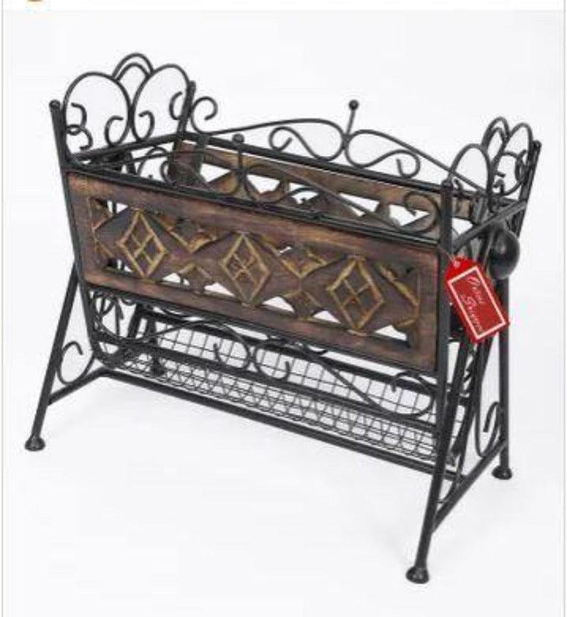 Buy Wooden & Iron Designer Magazine Holder OnlineMagazine rackWoodenTwist