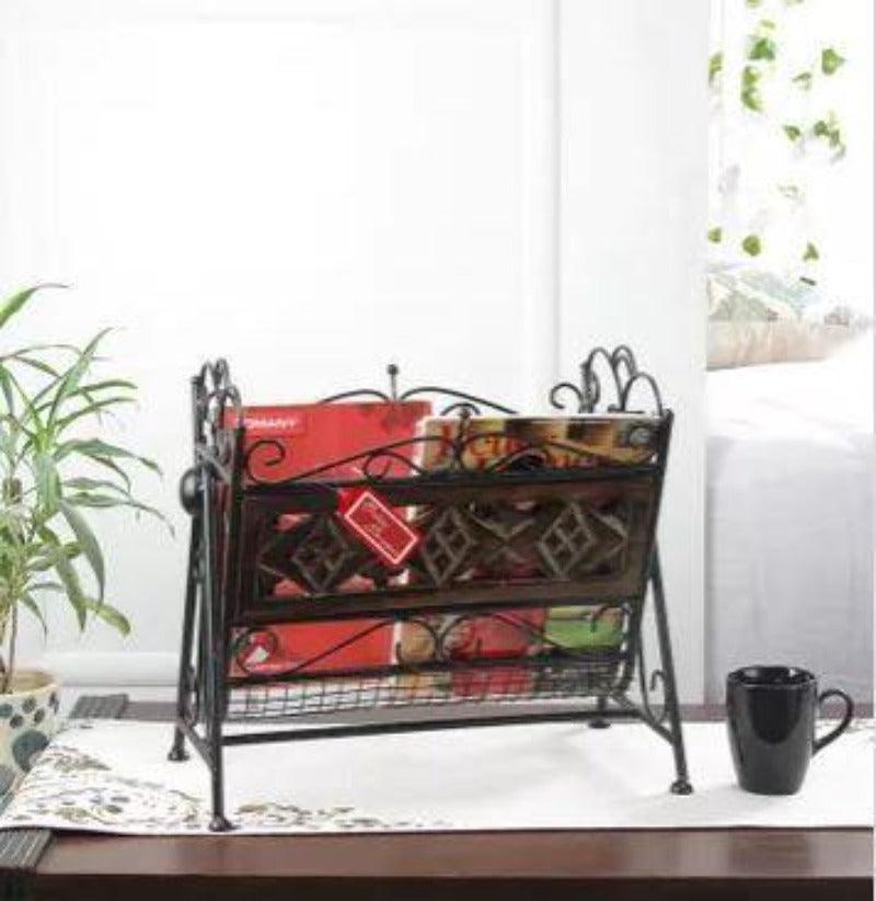 Buy Wooden & Iron Designer Magazine Holder OnlineMagazine rackWoodenTwist