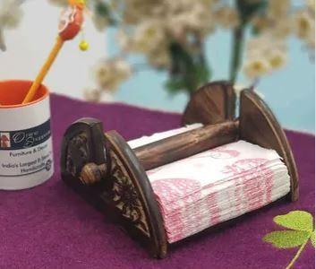 Antique Handcrafted Tissue Holder - front view