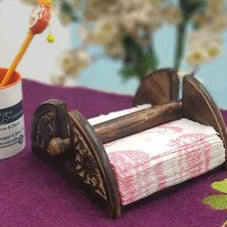 Antique Handcrafted Tissue Holder - front view