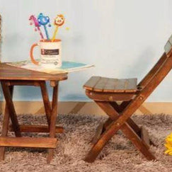 Antique Wooden Folding Chair and Table Set for Children - chair view