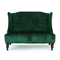 Wooden Recessed Arm Loveseat Bench (2 Seater, Dark Green) - WoodenTwist