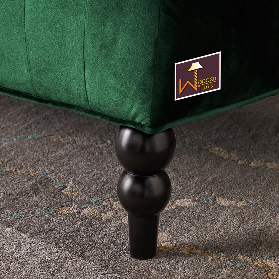 Dark Green Velvet, Teak Wood Legs