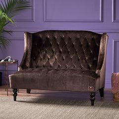 Wooden Recessed Arm Loveseat Bench (2 Seater, Chocolate) - WoodenTwist