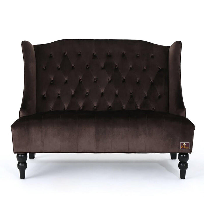 Wooden Recessed Arm Loveseat Bench (2 Seater, Chocolate) - WoodenTwist