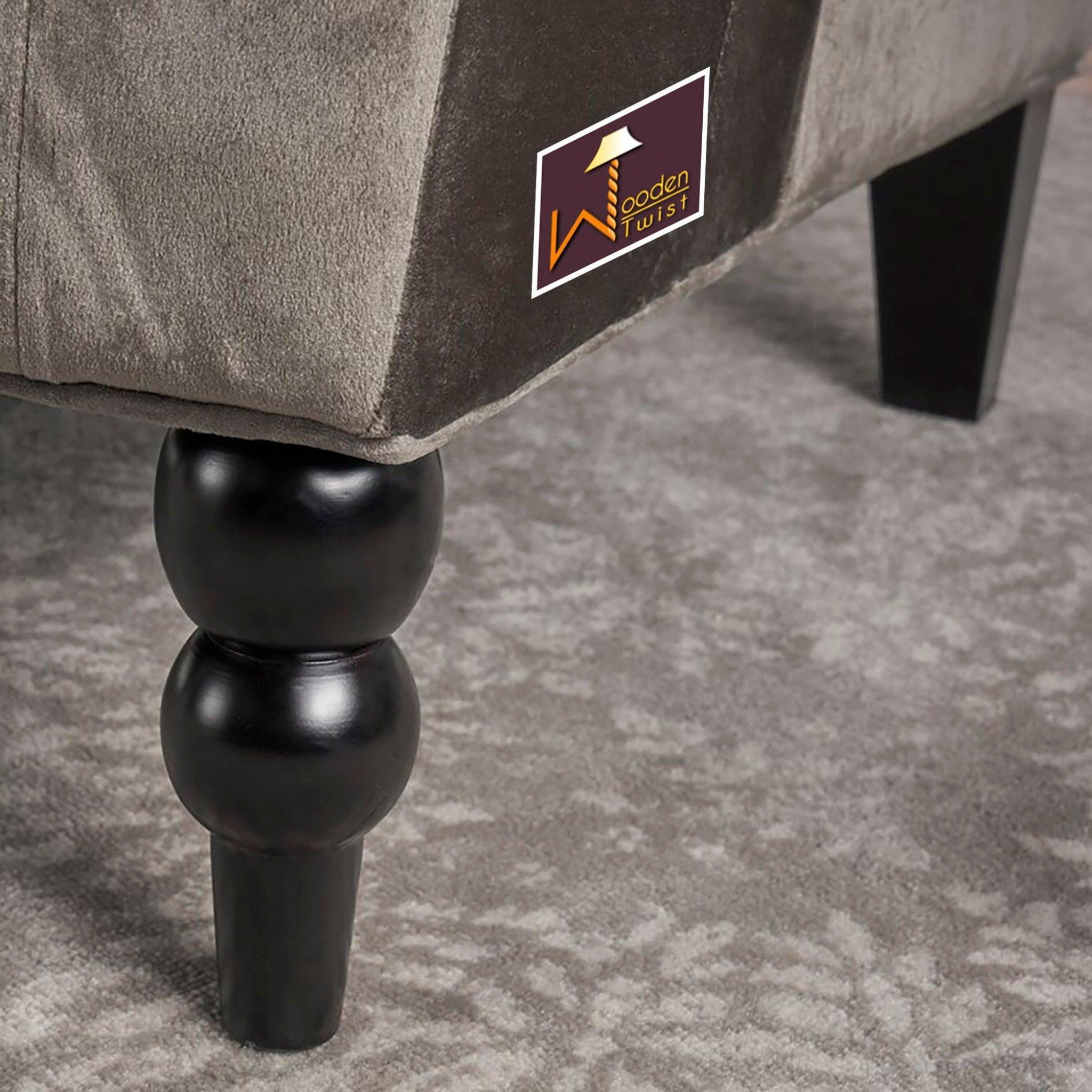 Wooden Recessed Arm Loveseat Bench (2 Seater, Grey) - WoodenTwist