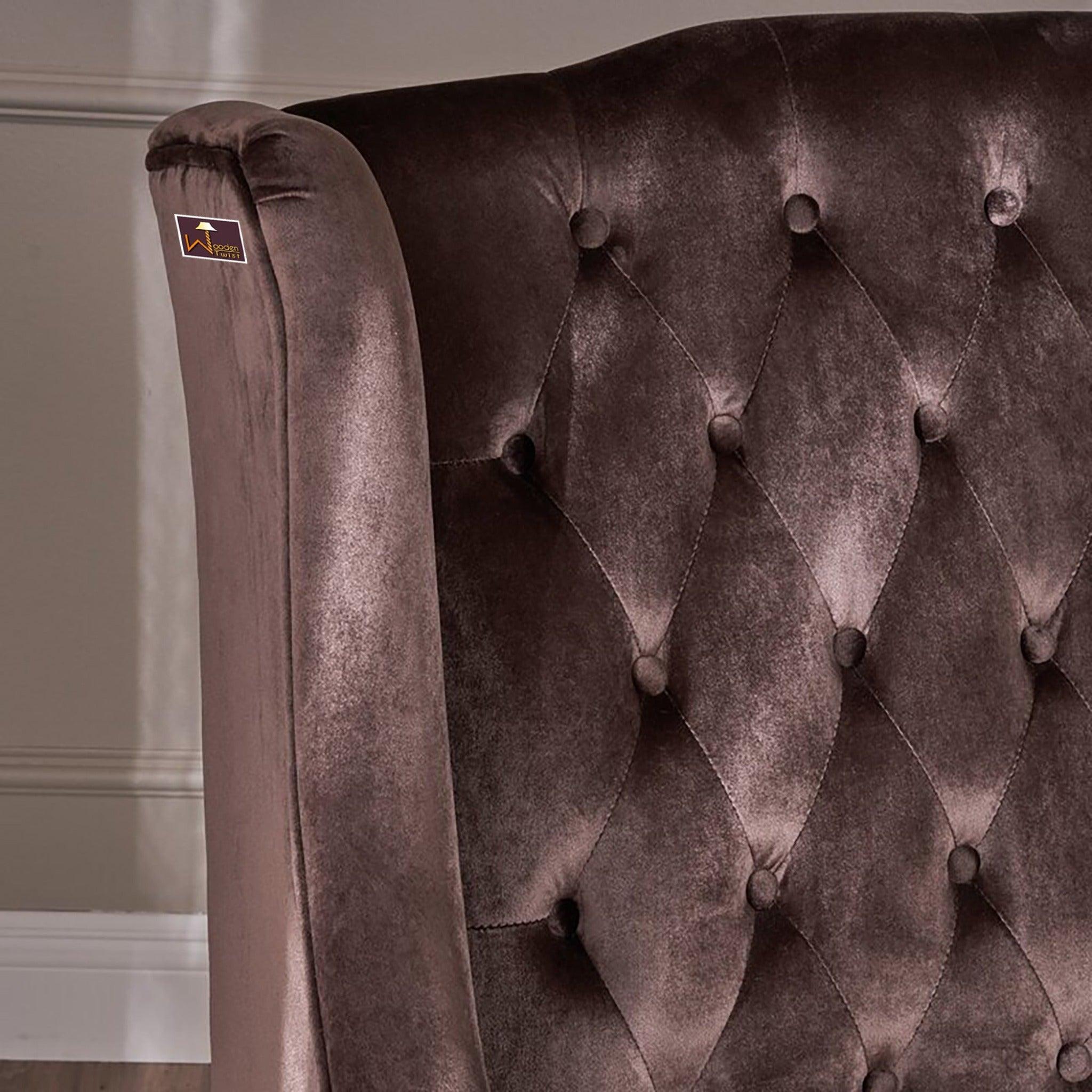 Wooden Recessed Arm Loveseat Bench (2 Seater, Chocolate) - WoodenTwist