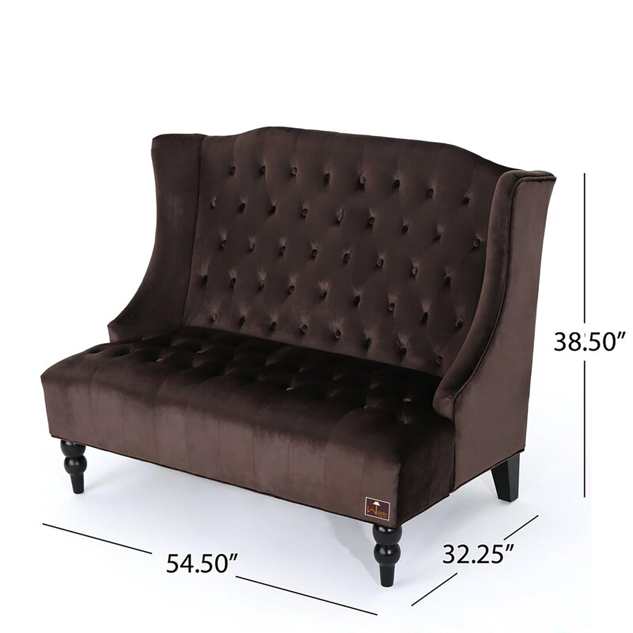 Wooden Recessed Arm Loveseat Bench (2 Seater, Chocolate) - WoodenTwist