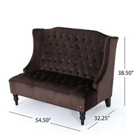 Wooden Recessed Arm Loveseat Bench (2 Seater, Chocolate) - WoodenTwist