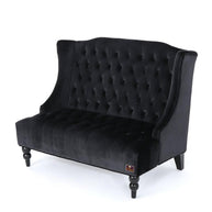 Wooden Recessed Arm Loveseat Bench (2 Seater, Black) - WoodenTwist