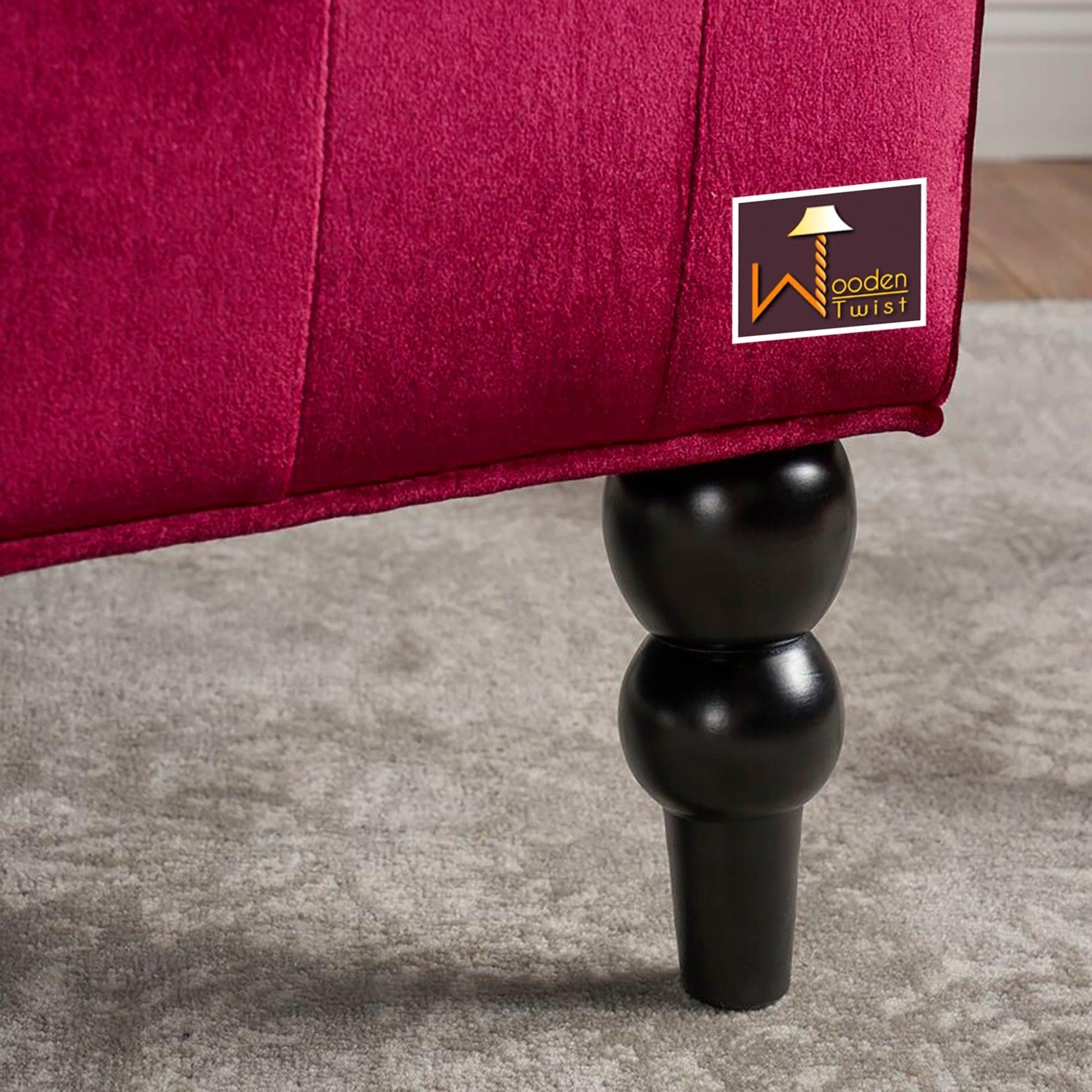 Wooden Recessed Arm Loveseat Bench (2 Seater, Maroon) - WoodenTwist