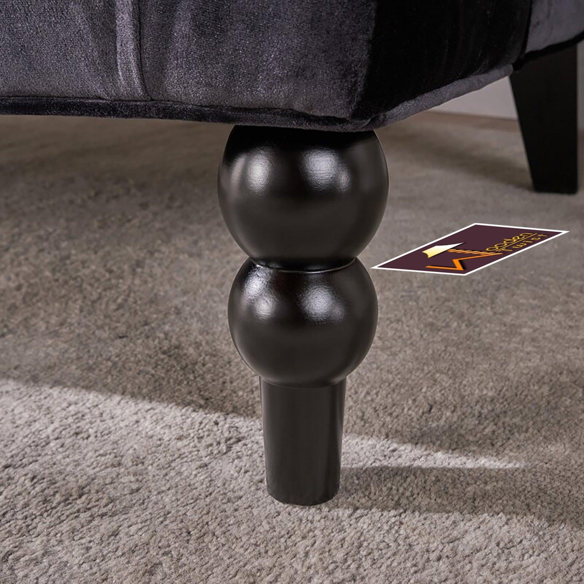 Wooden Recessed Arm Loveseat Bench (2 Seater, Black) - WoodenTwist
