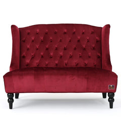 Wooden Recessed Arm Loveseat Bench (2 Seater, Maroon) - WoodenTwist