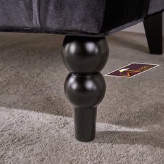 Wooden Recessed Arm Loveseat Bench (2 Seater, Black) - WoodenTwist