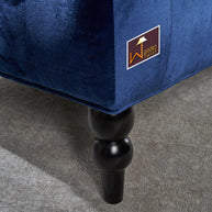 Wooden Recessed Arm Loveseat Bench (2 Seater, Navy Blue) - WoodenTwist