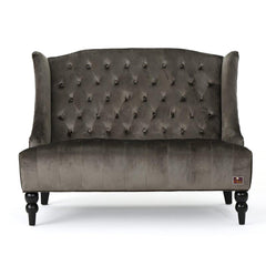 Wooden Recessed Arm Loveseat Bench (2 Seater, Grey) - WoodenTwist
