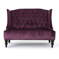 Wooden Recessed Arm Loveseat Bench (2 Seater, Purple) - WoodenTwist
