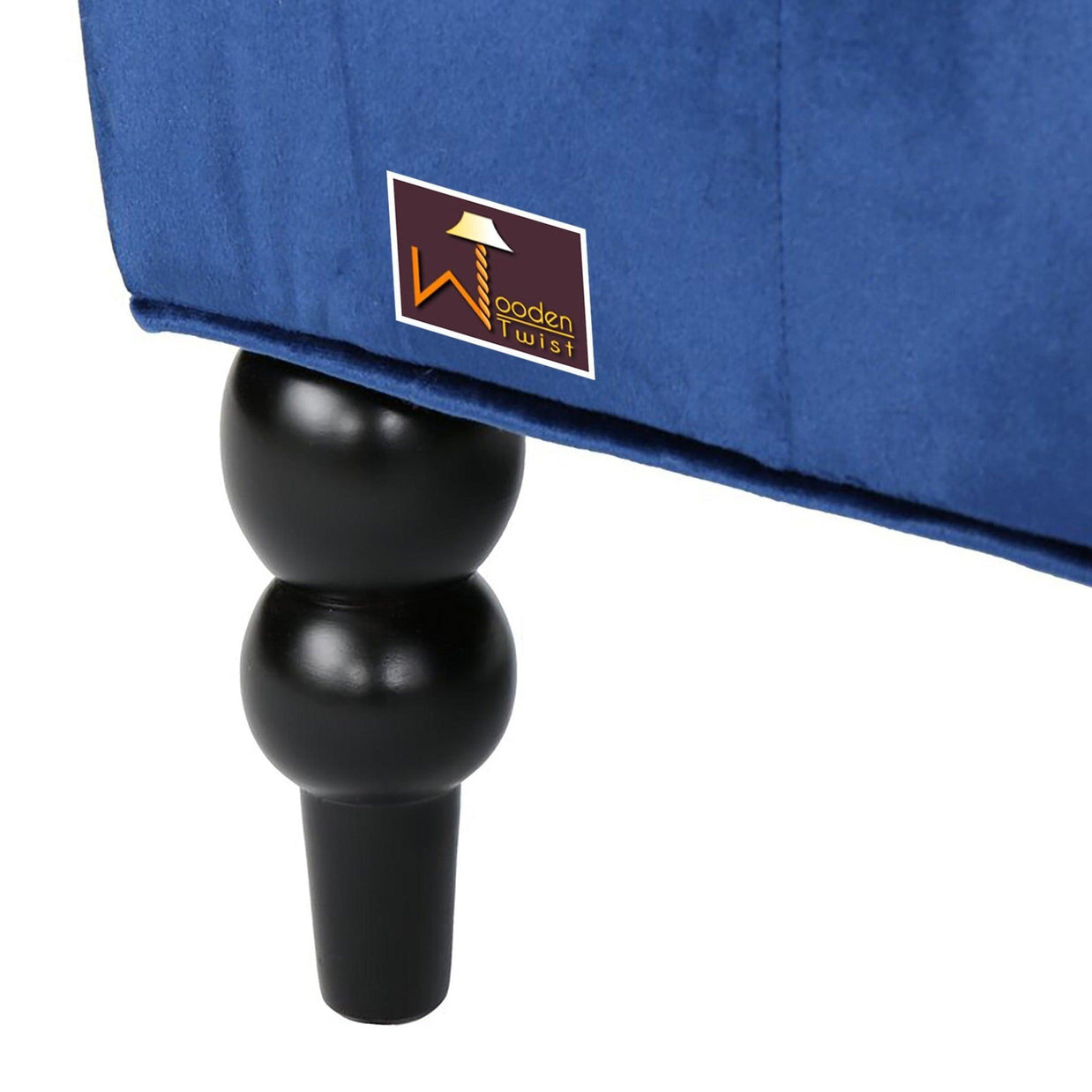 Wooden Recessed Arm Loveseat Bench (2 Seater, Navy Blue) - WoodenTwist
