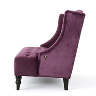 Wooden Recessed Arm Loveseat Bench (2 Seater, Purple) - WoodenTwist