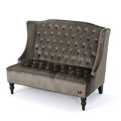 Wooden Recessed Arm Loveseat Bench (2 Seater, Grey) - WoodenTwist