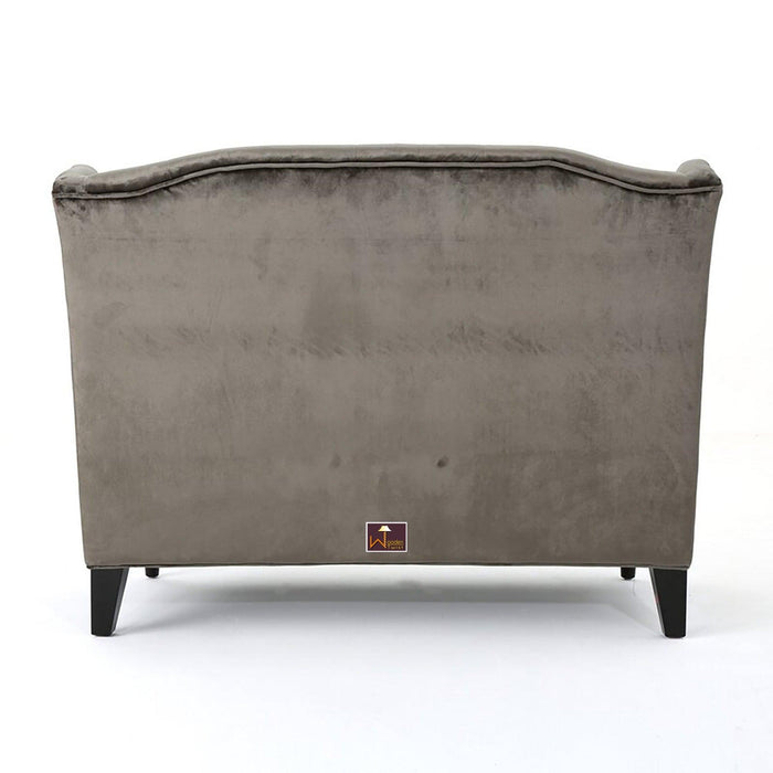 Wooden Recessed Arm Loveseat Bench (2 Seater, Grey) - WoodenTwist
