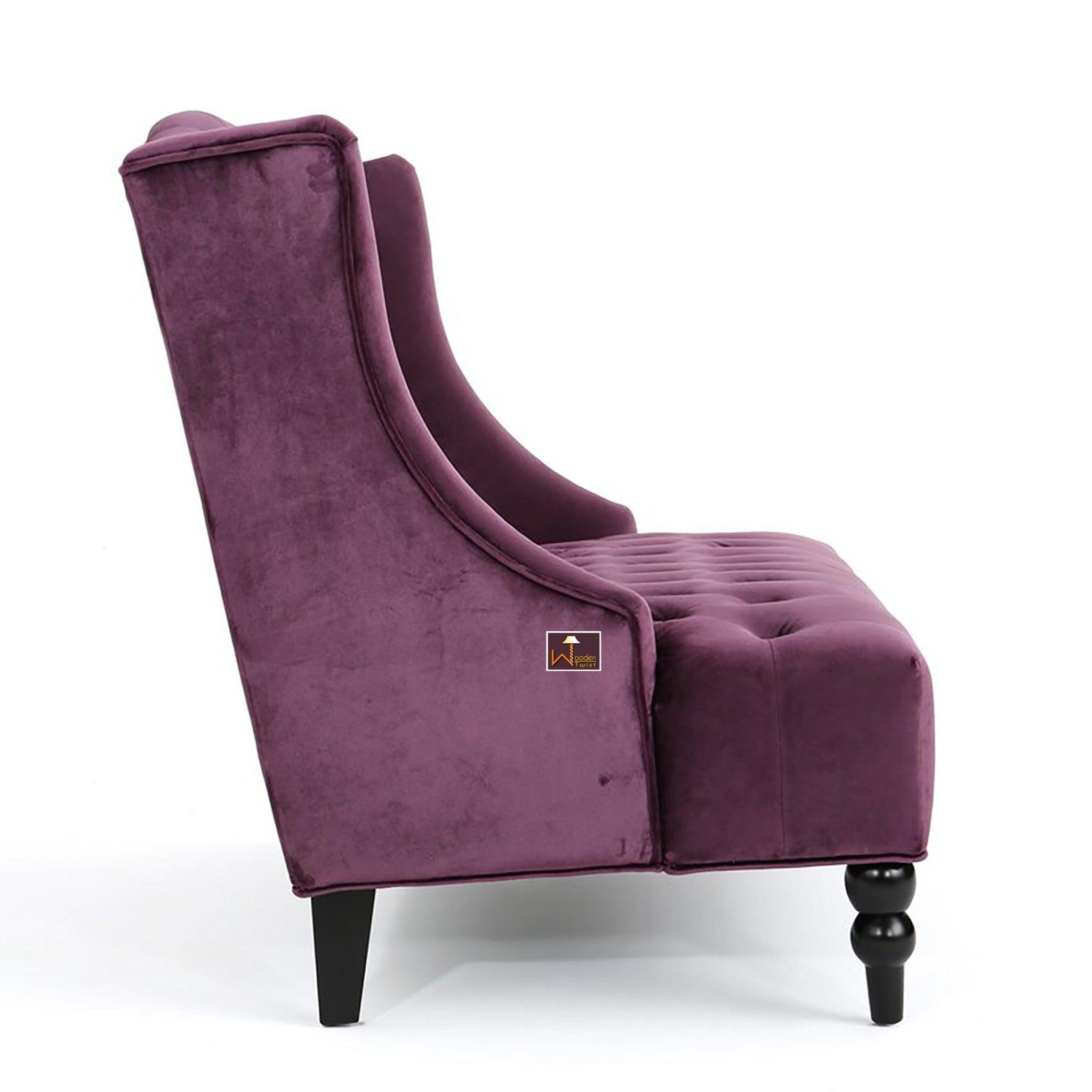 Wooden Recessed Arm Loveseat Bench (2 Seater, Purple) - WoodenTwist