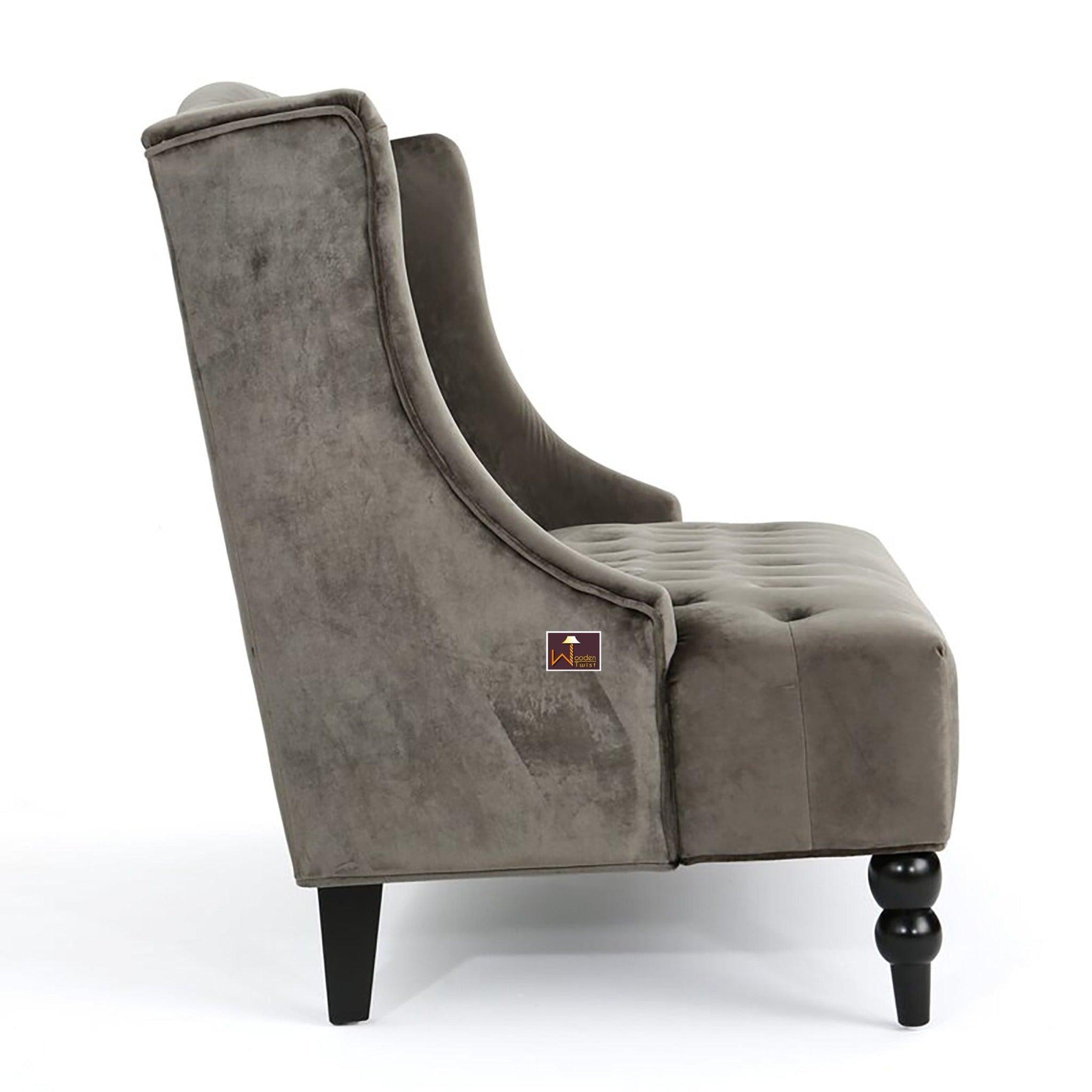 Wooden Recessed Arm Loveseat Bench (2 Seater, Grey) - WoodenTwist