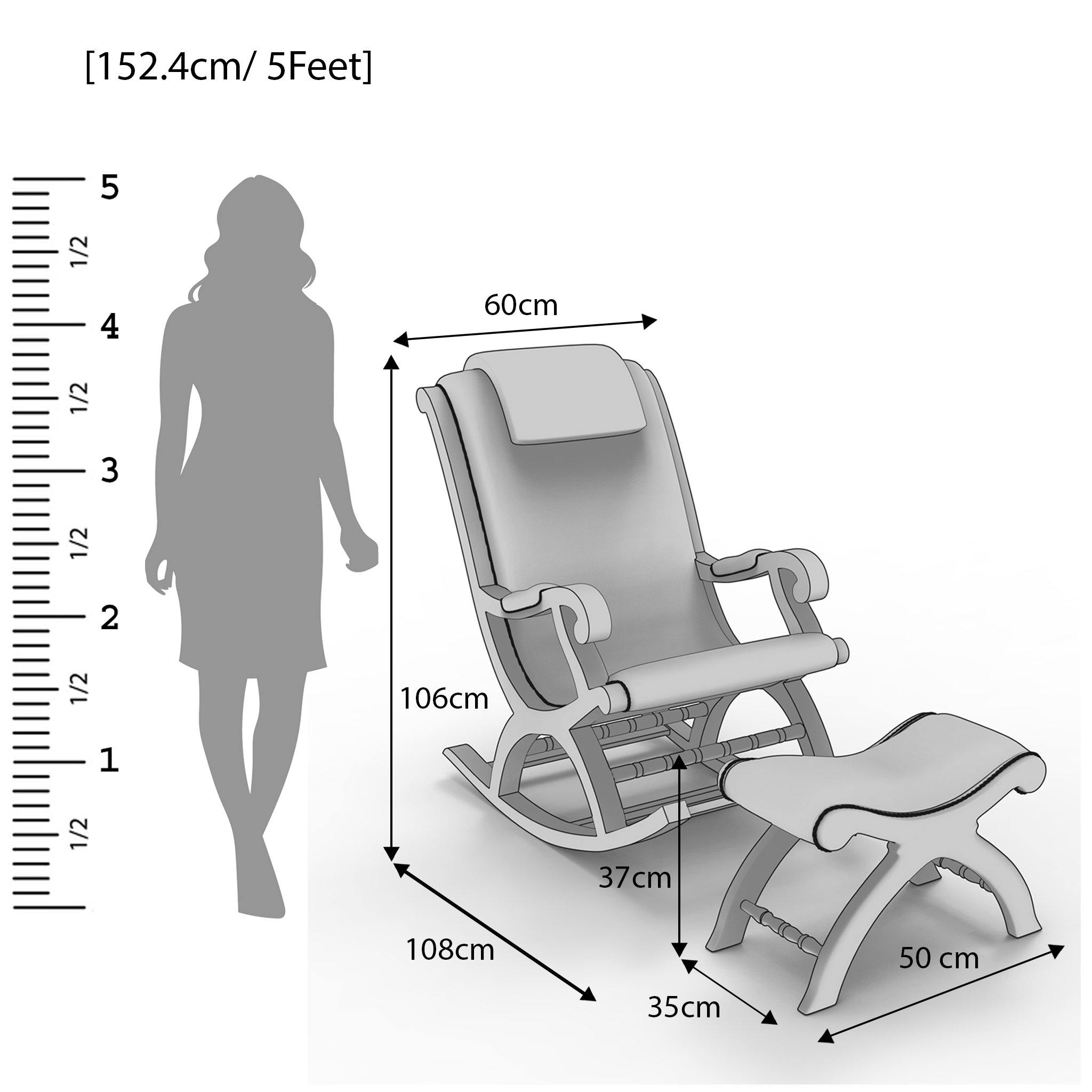 Creme Premium Rocking Chair with Foot Rest & Pillow - WoodenTwist