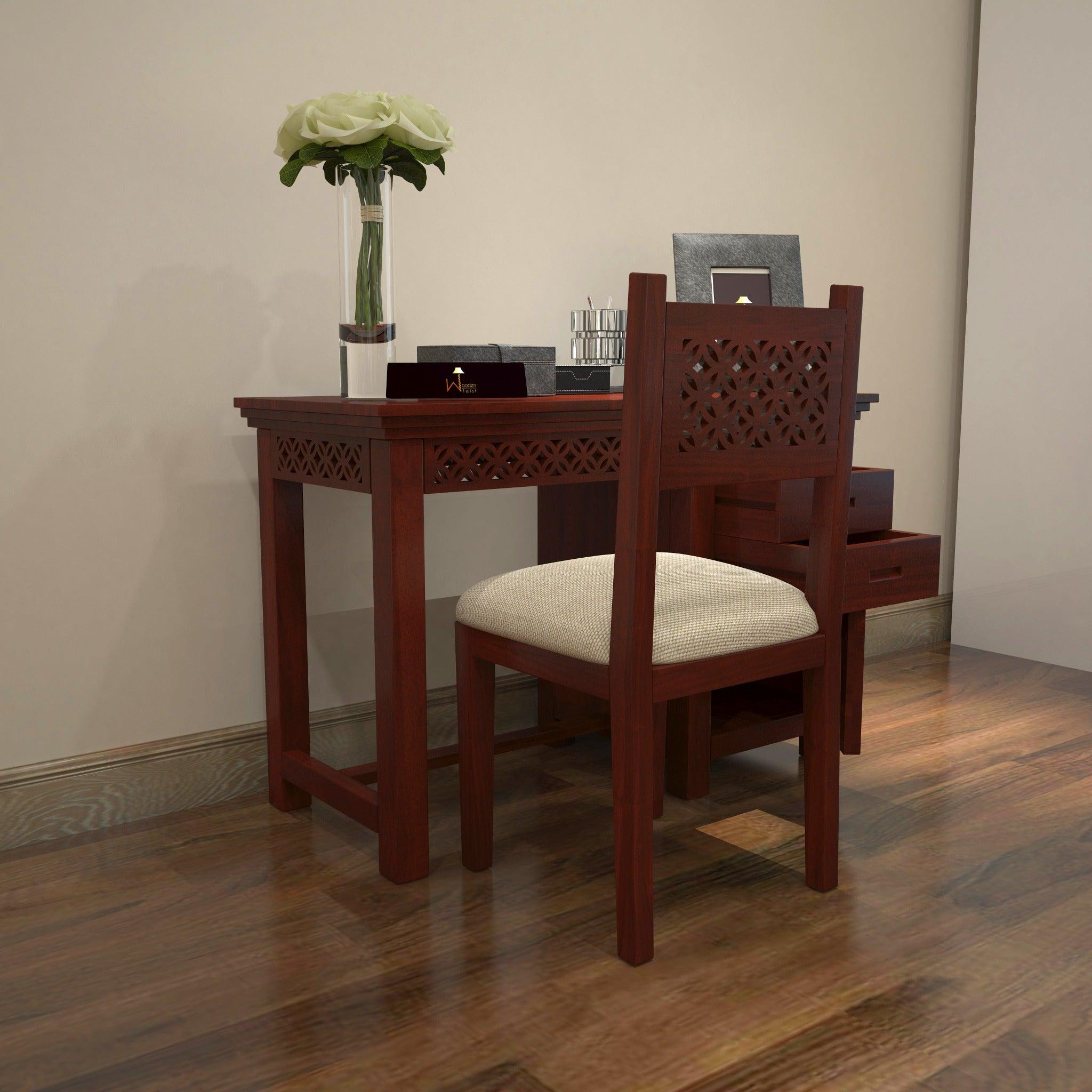 Forte Study Table & Chair Crafted in Premium Teak Wood - WoodenTwist