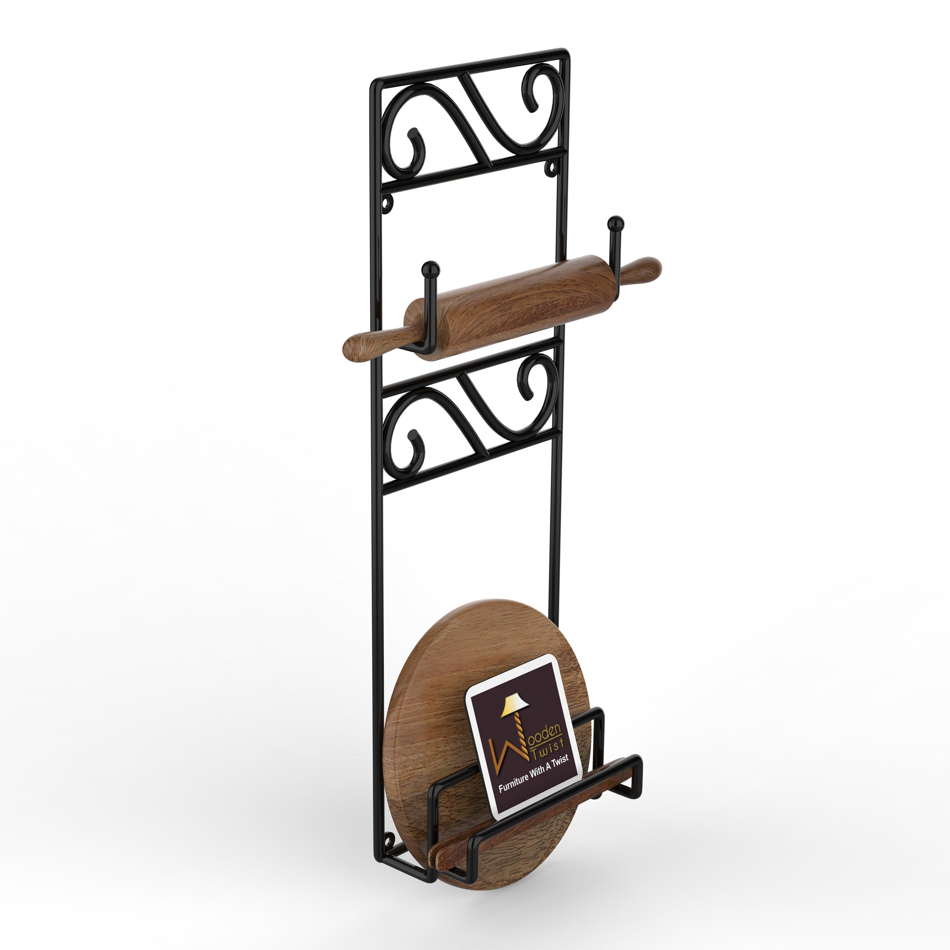 Premium Wrought Iron Chakla Belan Stand - WoodenTwist